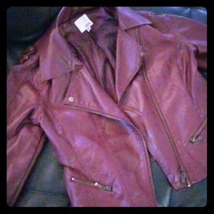 Maroon leather jacket